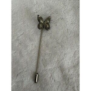 Vintage Silver Butterfly Stick/Lapel/Hat Pin - 3 inch